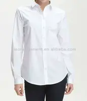 Camisa de vestido de popelina blanca para mujer