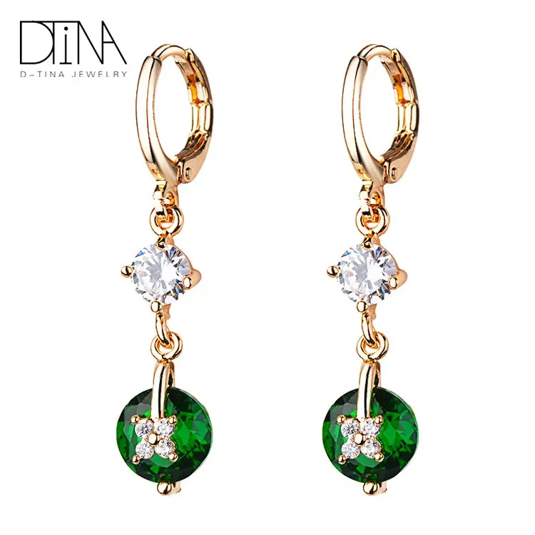 DTINA 14k chapado en oro geométrico moda divertido diamante pendientes para las mujeres