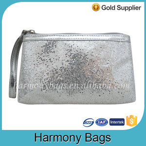 Venta caliente de la señora simple silver sequin caso cosmético - Product Image 1