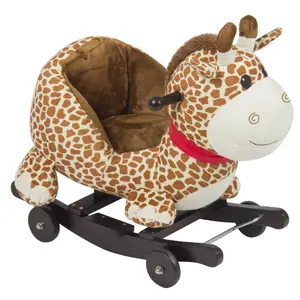 Girafe en peluche 60x33x45cm avec roues, jouet pour enfants, chaise à bascule, mignon