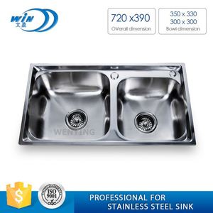 Sumideros para cocinas pequeñas lavadora precios plato doble fregadero de acero inoxidable cubo de basura - Product Image 1