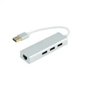 3 Port USB 3.0 Hub ile RJ45 10/100/1000 Gigabit Ethernet Adaptörü Dönüştürücü LAN Connecter Alüminyum için PC