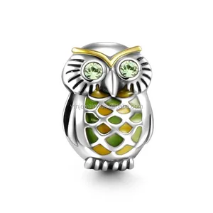 Factory Wholesale The Jungle Owl 925 Sterling Silver Girls Bracelets Enamel Charms