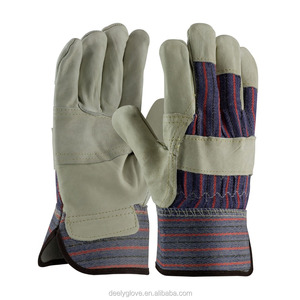 Least wholesale trade fur leather pigskin gloves job canadien with cotton band my back - Product Image 3