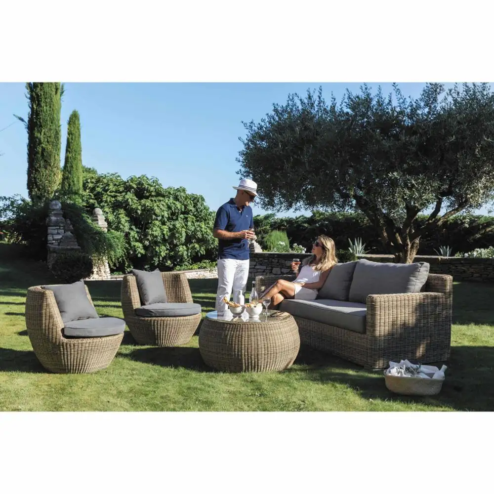 High Quality Garden Wicker Sectional Set Table Patio Outdoor Deck Furniture Rattan Lounge Sofa Outdoor Rattan Sofa
