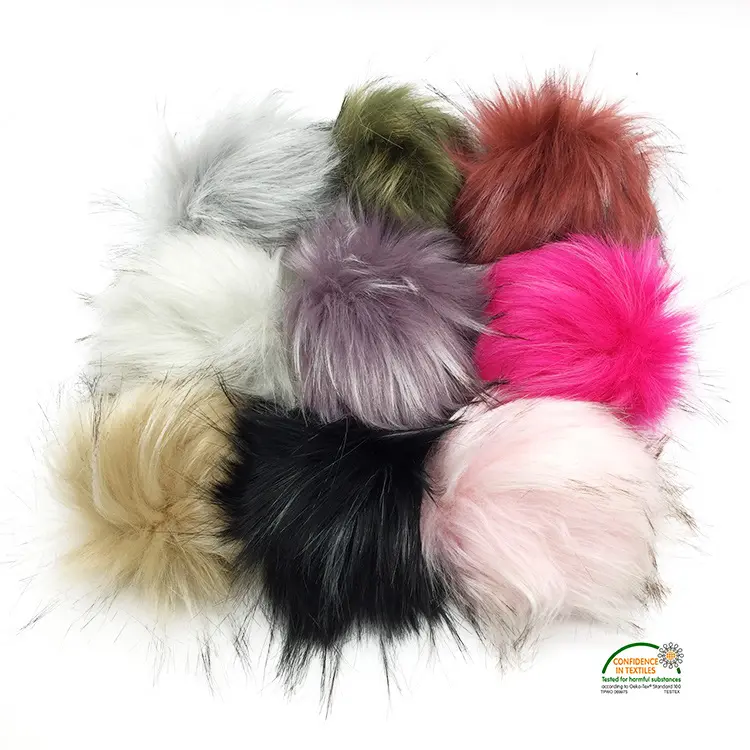 Có Thể Tháo Rời Pompoms Đan Với Nút Bấm KeyChain Charms Phụ Kiện Giày Túi Mũ Trang Trí Faux Fox Fur Fluffy Pompom Balls