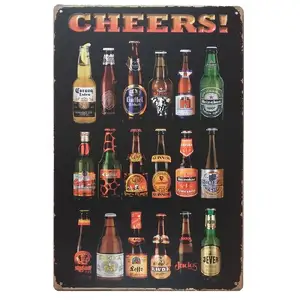 Cheers Rượu Vintage Tin Poster Sống Trang Trí Nội Thất Tin Art Retro Tấm Trang Trí Cafe Wall Pub