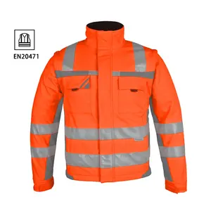 ملابس العمل hivis معطف طويل الرقبة عاكس stripsafety معطف