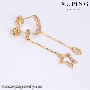 93502 Custom Jewelry Wholesale 18k Gold <strong>Moon</strong> <strong>Star</strong> Long <strong>Earrings</strong> - Product Image 4