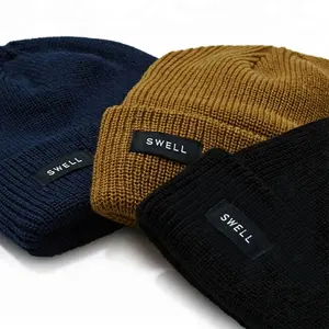 Wholesale Various Colors Woven Label Knitted Beanie With Custom Design Artwork