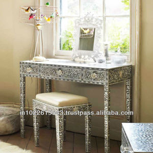 โต๊ะคอนโซลปรับความสูงได้2ลิ้นชักสำหรับเฟอร์นิเจอร์ห้องนั่งเล่นบ้านแบบฝังกระดูกสไตล์โมเดิร์นเป็นมิตรกับสิ่งแวดล้อม - Product Image 1