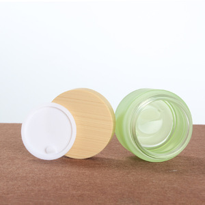 Bán buôn sang trọng 50g lọ kem thủy tinh với hạt gỗ nắp nhựa trắng mỹ phẩm chăm sóc da huyết thanh container - Product Image 3
