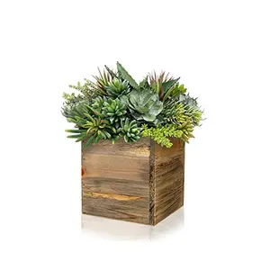 Pot de plantation en bambou avec revêtement en métal de Zinc, Vases carrés en bois