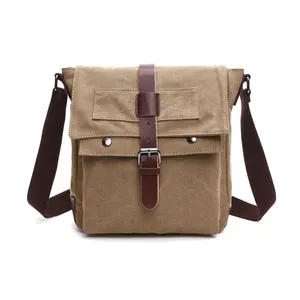 Newest stylish mens business long strap shoulder bag canvas satchel laptop messenger bags