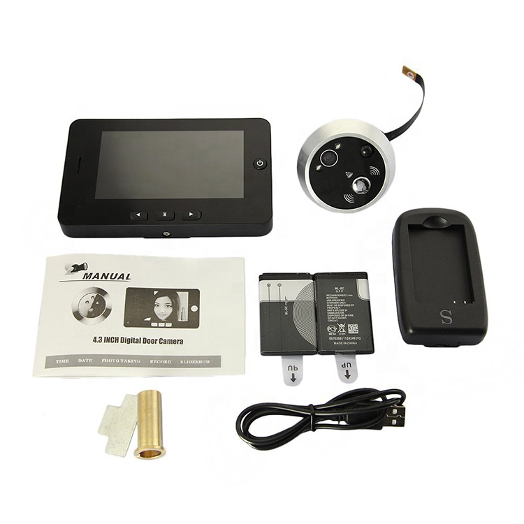 4,3 Обнаружение движения дюйма Цифровая видеокамера с инфракрасным ночным дверной глазок Камера просмотра с 2 шт. литиевая аккумуляторная батарея