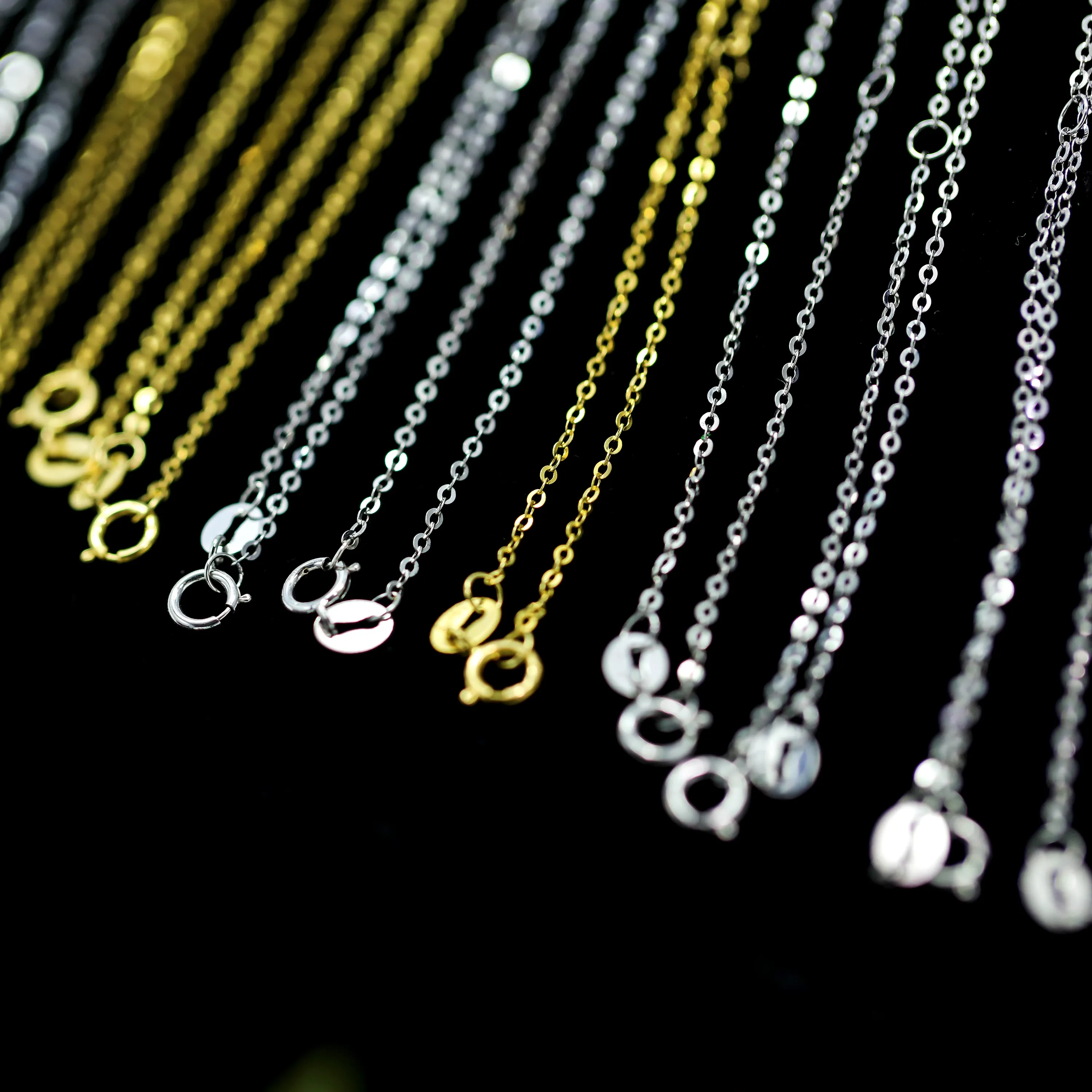 9K  14K  18K Real Gold Cable Chains Necklace Yellow Gold Rose Gold White Gold Solid Gold Link Chain Necklace