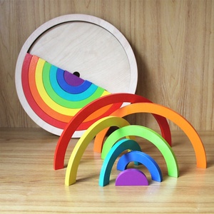Educativos de madera en forma de cognitiva Arco Iris Montessori rompecabezas Material formas geométricas de Madera Juguetes - Product Image 6