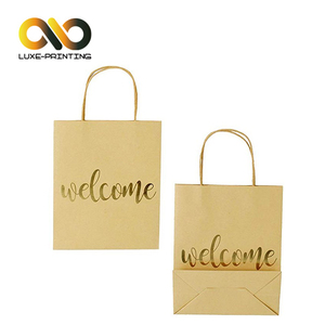 China de fábrica barato <span class=keywords><strong>custom</strong></span> design blanco y marrón bolsa de papel kraft - Product Image 1