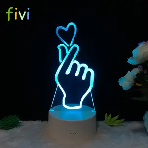 Lampe LED 3D en forme de cœur, nouveau design, ambiance romantique, 7 couleurs, luminaire décoratif d'intérieur, idéal pour un bureau ou une Table de chevet