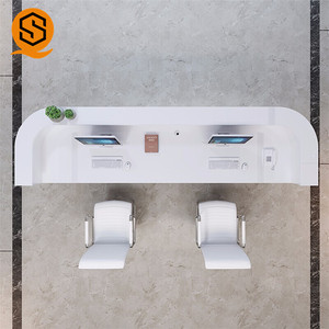 Hiện Đại Trắng <span class=keywords><strong>corian</strong></span> Đá Nhân Tạo bàn tiếp tân cho văn phòng bệnh viện siêu thị khách sạn sử dụng - Product Image 5