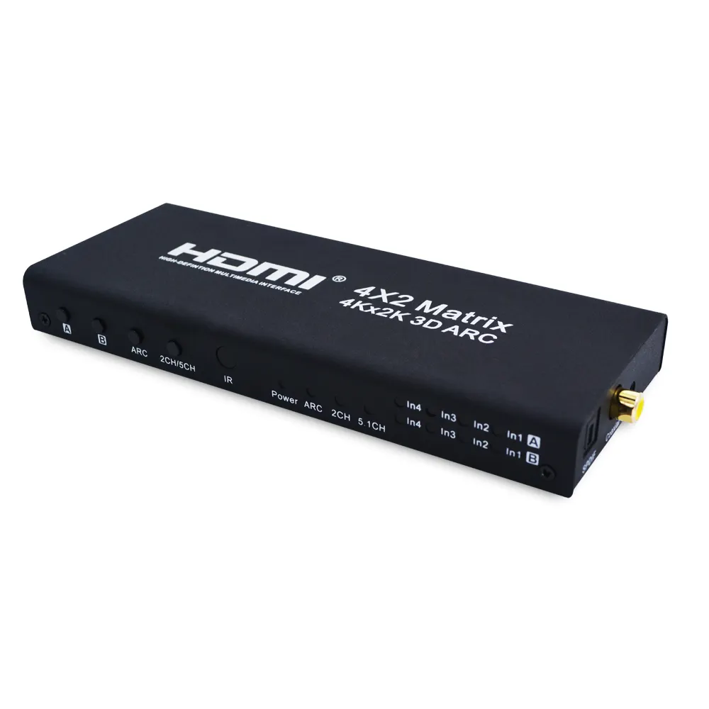 4 In 2 Out HDMI Matrix Mit Optische Koaxial RL Audio Extractor Ir-fernbedienung 1.4 v HDMI Switcher Splitter ARC 4 karat 2 karat