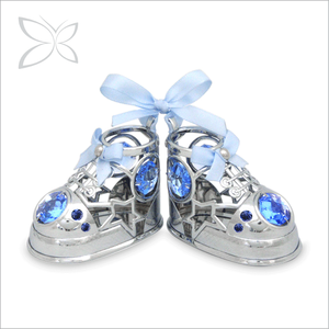 Figurine de chaussure de bébé nouveau-né Crystocraft avec cristaux taillés brillants, art populaire, souvenir d'Europe, cadeau - Artisanat en cristal de qualité supérieure - Product Image 1