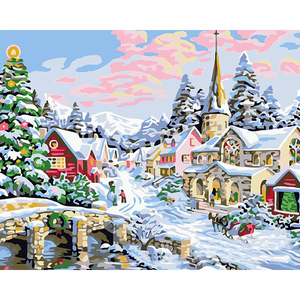 CHENISTORY DZ1618 Kits <span class=keywords><strong>de</strong></span> pintura por números Pintura al óleo Castillo <span class=keywords><strong>de</strong></span> nieve Sin marco - Product Image 1