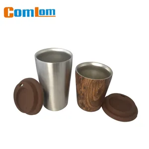 CL1C-E138-D Comrom 450Ml Mug Kopi Perjalanan Baja Tahan Karat Dinding Ganda dengan Tutup Silikon