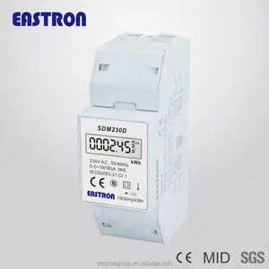 SDM230D単相2線式DINレールワットアワーメーター、デジタルkWhメーターパルス出力LCDディスプレイ