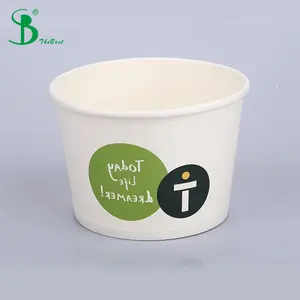 Одноразовая пищевая упаковка для микроволновой печати Контейнер для горячего супа Круглые белые миски из крафт-бумаги с крышками