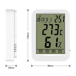 Grande nuovo termo-igrometro <span class=keywords><strong>digitale</strong></span> con orologio luminoso Touch Screen Display per uso domestico o in ufficio - Product Image 5