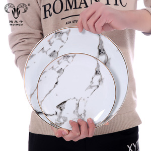 Ensemble <span class=keywords><strong>de</strong></span> plats en céramique en <span class=keywords><strong>marbre</strong></span> craquelé <span class=keywords><strong>de</strong></span> bonne qualité en gros / Assiette à dîner en céramique - Product Image 3