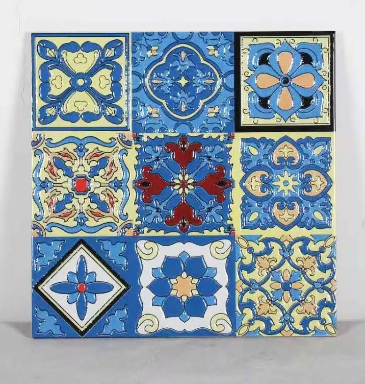 Ubin Pola Anti-selip Keramik Interior Dekoratif Porselen Pedesaan Spanyol Dinding Klasik Ubin Antik Rumah Ubin Mengkilap 300*300