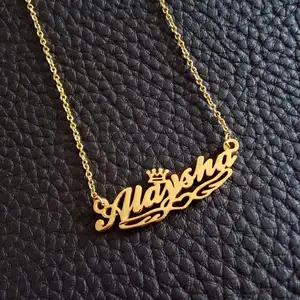 Collier de bar en acier inoxydable pour femmes, bijoux en or plaqué, pendentif personnalisé