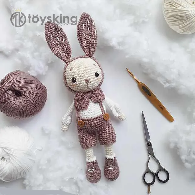 Boneca de coelho feita à mão tk, tricô, de pelúcia, brinquedo para atacado ou personalizado