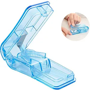 Plastic Pill Cutter Blue Medicine Splitter Travel Pill Cutter Box for Vitamin Pill Cutting