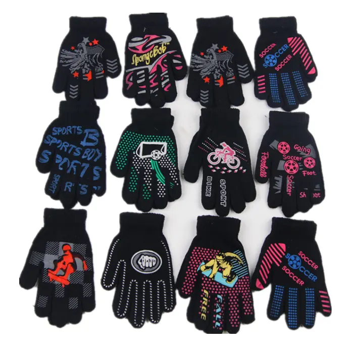 Fingerless knit non-slip men winter gloves with logo
