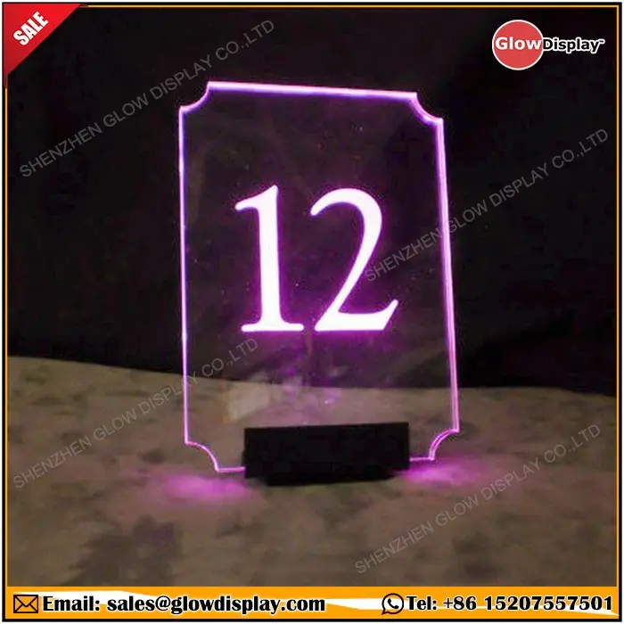 GlowDisplay-soporte de mesa de escritorio con linterna brillante, para letras o números de Perspex acrílico transparente