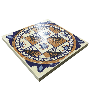 Decoración del hogar azulejo de <span class=keywords><strong>piso</strong></span> de mezcla de color pintado a mano antiguo patrón 100x100mm Cerámica Arte - Product Image 2