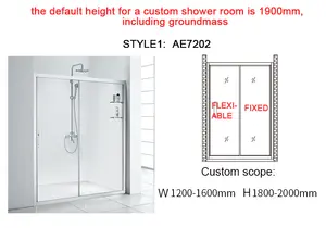 Hohe qualität aluminium legierung rahmen dichtung streifen nahtlose schiebe dusche glas tür badezimmer tür mit edelstahl griff