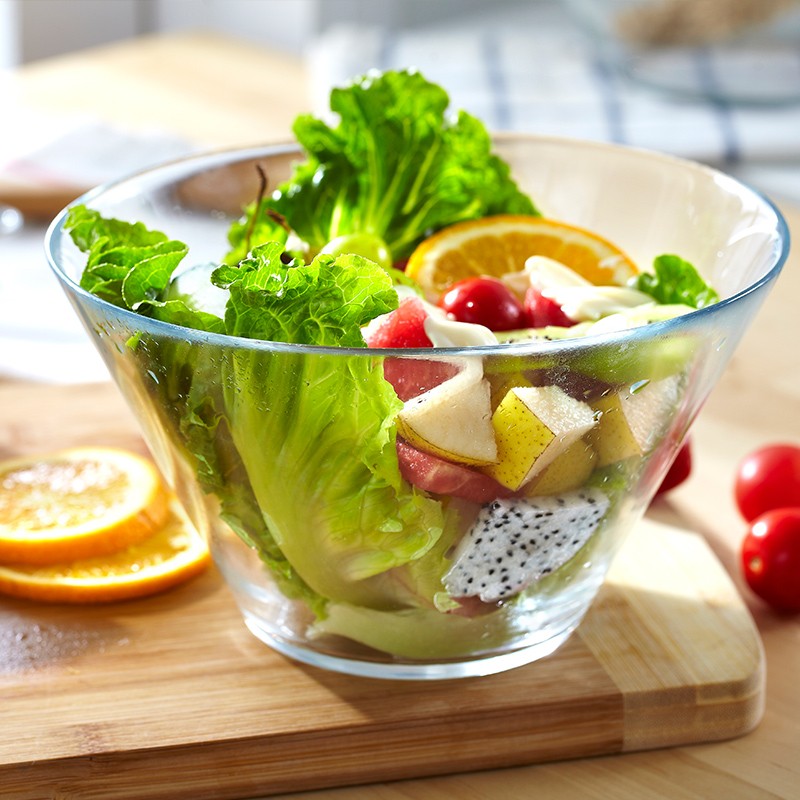 Slant Cut Glass Bowl,Glass Dessert bowl,Glass Terrarium glass salad bowl  with print