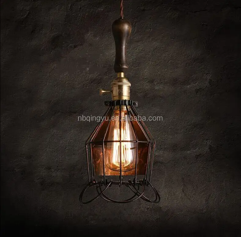 Avrupa'da en iyi satmak pazarı rustik kolye lamba ahşap saplı tavan lamba ışığı fikstür kuş kafes lamba