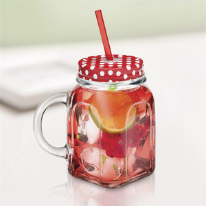4oz custom smooth colored glass mason jar with handle