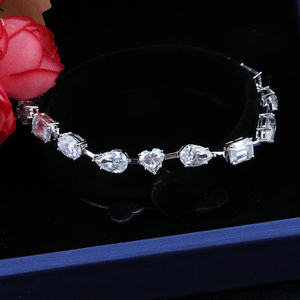 사용자 정의 멋진 컷 moissanite 다이아몬드 18k 정품 화이트 골드 팔찌 결혼식