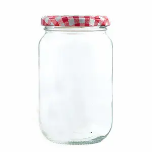 1lb 370Ml Glazen Pot Met Rode Pastel Blik Inblikken Deksels Voor Honing Jam Gelei Saus