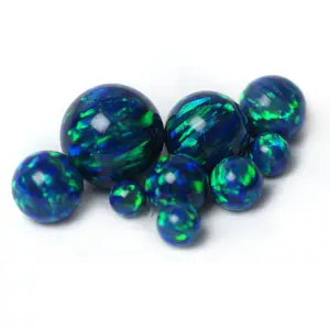 Round Ball cut green color synthetic Opal beads price wholesale