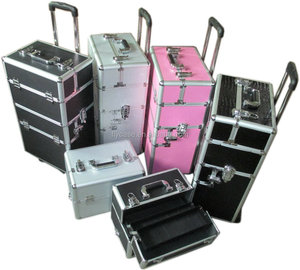2022 Trolley Cosmetics <strong>Case</strong> ,aluminum <strong>Pilot</strong> Make up Trolley Artists <strong>Case</strong> With 4 Wheels and Latches and Trays Inside Hard Shell - Product Image 5