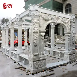 Garden Gazebo Large Marble Outdoor with Corridor Outdoor Decoration Sea (tianjin Port). SH-SHENGHUA CN;HEB Europe 1 Set White