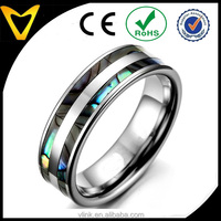 Vlink bijoux anneaux en carbure de tungstène coquille d'ormeau artificiel incrustation coquille de tortue anneau son et le sien ensemble anniversaire bande de mariage