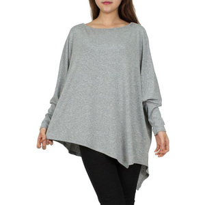 OEM ODM Casual señoras curva de cuello redondo y manga larga dobladillo Irregular superior en blanco para <span class=keywords><strong>mujer</strong></span> <span class=keywords><strong>Camisetas</strong></span> - Product Image 4